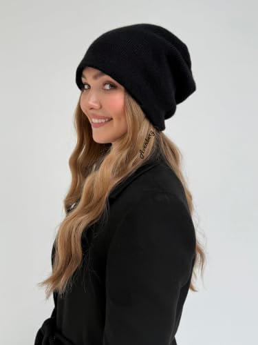 Oversized Slouchy Non-Itchy Knit Beanie Winter Hat for Men & Women - color: Black