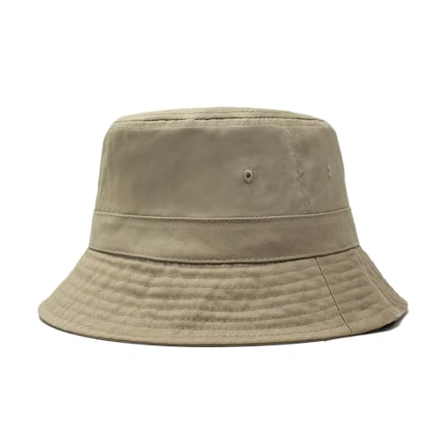 Hot Summer Bucket Hat - Trendy Cotton Sun Hat for Beach, Golf, Fishing - color: Khaki