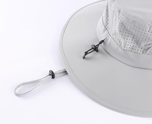 Home Prefer UPF 50+ Sun Hats for Men Women Foldable Wide Brim Fishing Hat Quick Dry Summer Outdoor Garden Safari Bucket Hat - color: Light Grey