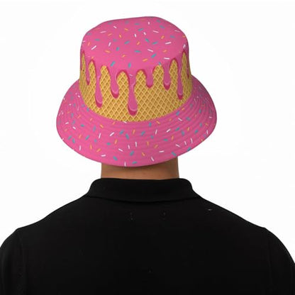 Bucket Hat for Men Women Packable Sun Hats Fisherman Outdoor Summer Travel Hiking Beach Caps - color: Ice Cream