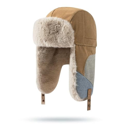 Croogo Cold Weather Eskimo Hats Trapper Hat Winter Thick Furry Ushanka Russian Hat Windproof Ski Trooper Hat with Ear Flap - color: Pl20-khaki