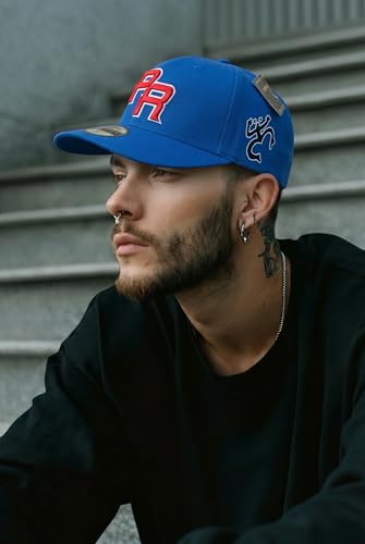 Puerto Rico PR Blue Coqui Snapback Hat, 5D Embroidered Logo Cap with Coqui Side Patch, High Crown Adjustable Baseball Hat for Men Women