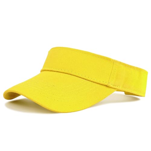 Century Star Visors for Women Mens Sun Visor Hats Sports Outdoor Tennis Running Adjustable Beach Cap Sun Protection - color: Yellow