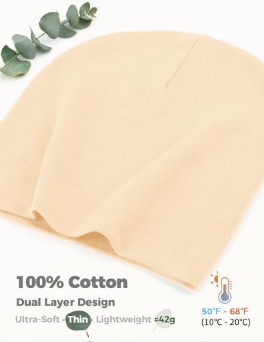 100% Cotton Thin Beanie Hat Women Men Soft Slouchy Chemo Skull Cap - color: 1pc Pale Pink