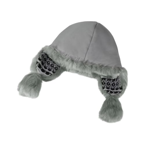 Warmer Faux Fur Trapper Hat for Women, Furry Warm Mongolian Russian Skiing Winter Cold Windproof Earflap Outdoor Cap - color: Grey