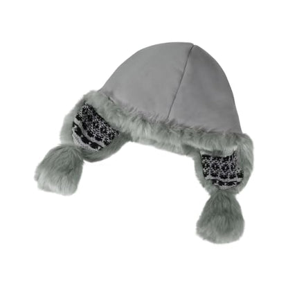 Warmer Faux Fur Trapper Hat for Women, Furry Warm Mongolian Russian Skiing Winter Cold Windproof Earflap Outdoor Cap - color: Grey