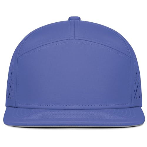 4 Inclusive Sizes Performance Flat Brim Trucker Hat Men Women, 7 Panel Snapback Running - color: 65.blue