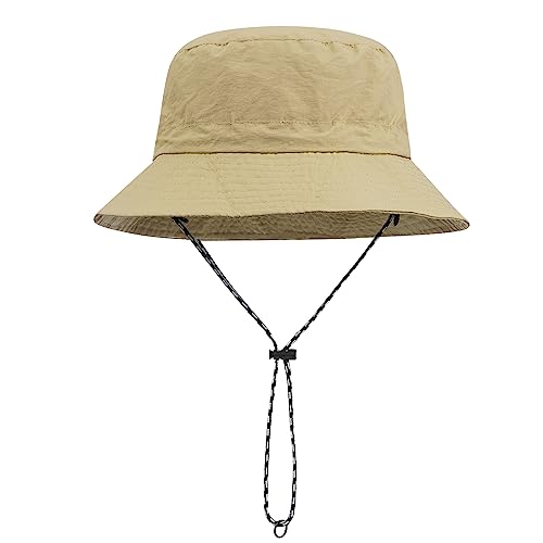 CLAPE Waterproof Bucket Hat Unisex Packable Rain Hat UV Protection Beach Sun Hat Quick Dry Fishing Safari Boonie Hat - color: Dfh07-khaki