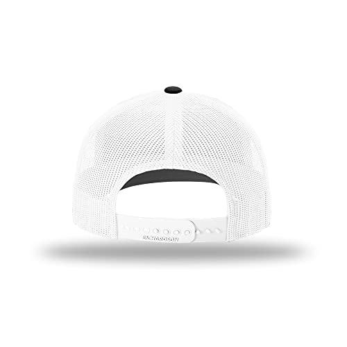 Richardson 112 Classic Six-Panel Adjustable Snapback Trucker Cap - color: Black/White