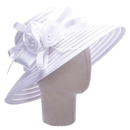 Lawliet Womens Satin Ribbon Church Wedding Sun Wedding Occasion Hat A214 - color: White