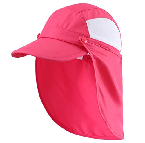 Connectyle Kids Sun Hat with Removable Neck Flap UPF 50+ Sun Protection Baseball Cap Summer Beach Sun Hats 3-6 Years - color: Hot Pink