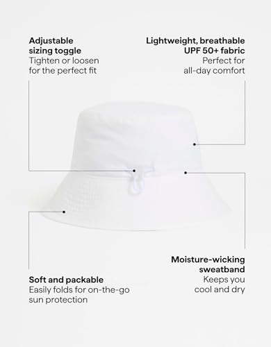 Solbari Unisex Bondi Bucket Hat UPF 50+ - color: White, size: Small-Medium