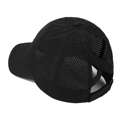 Womens Criss Cross Ponytail Hat Quick Drying Baseball Cap Sun Hats UV Protection Sport Cap - color: Black With Heart