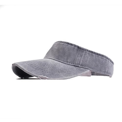 ANDICEQY Retro Ripped Sun Visor Hat, Baseball Sun Visors for Women and Men - color: Retro Gray