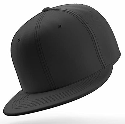 Daxton Classic Blank Snapback Flat Bill Visor Hat Cap One Size Adjustable Back - color: Black Black
