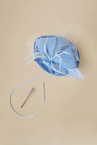 BABEYOND Fascinators Hats for Women Tea Party Pillbox Sinamay Derby Hat - color: Light Blue