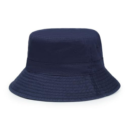 Cotton Bucket Hat Packable Beach Sun Hat for Women Men - color: Navy
