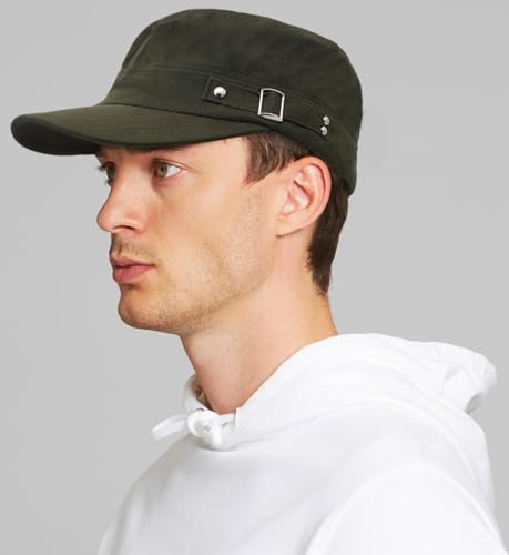 Army Cadet Cap for Men Women Military Flat Top Cap Baseball Caps - color: Army Green