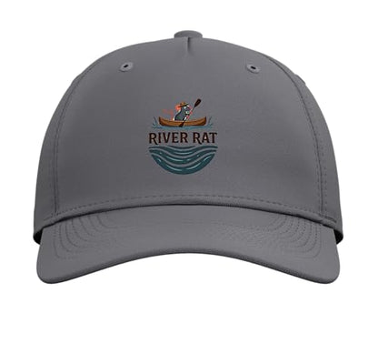 River Rat Camper Adventure Outdoor Canoe Emblem Adjustable Baseball Hat - color: Slate Grey