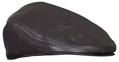 Men's Real Soft Leather Ivy Beret Newsboy Gatsby Golf Cabbie Flat Cap Hats - color: Brown, size: X-Large