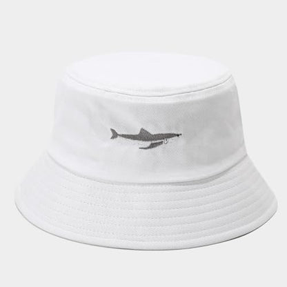 Quanhaigou Bucket Hats Unisex Sun Summer Travel Beach Fishing Cap for Men Women Teens - color: White Shark
