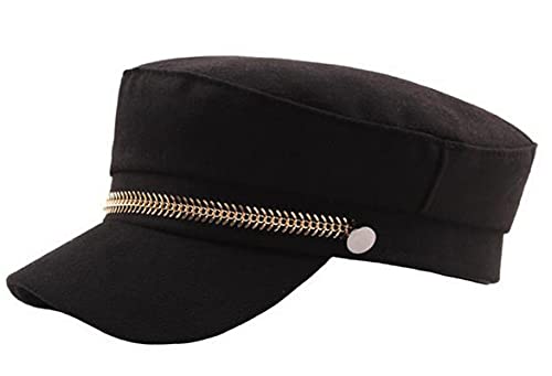 Brcus Men Women Newsboy Cabbie Peaked Beret Cap Baker Boy Yacht Captain Sailor Hat - color: Black1