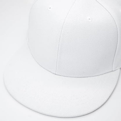 Snapback Hat Flat Bill Visor Hats Adjustable Hip Hop Baseball Cap for Women Men - color: White