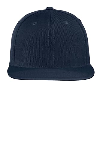 SPORT-TEK Unisex Classics Flat Bill Snapback Cap | Snapback Hat for Men & Women, High Profile Design with 7 Position Closure - color: True Navy