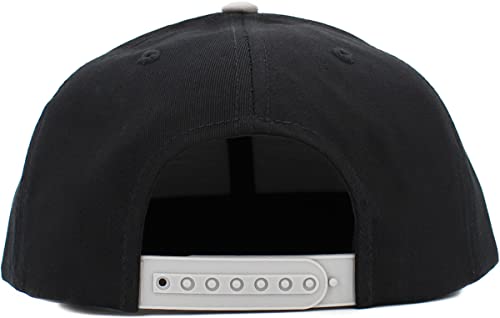 KBETHOS Classic Snapback Hat Blank Cap Underbrim Cotton Wool Blend Flat Visor Adjustable Unisex - color: Black Light Gray