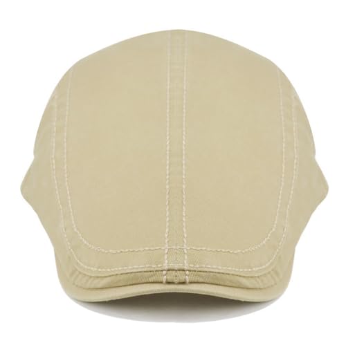 Initlove Mens Newsboy Cap Cotton Ivy Hat Beret Hats for Driving - color: Beige