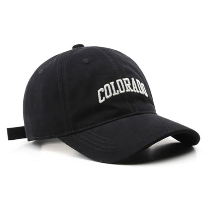 Colorado Hat Unisex Solid Color Baseball Cap Sun Hat for Men and Women - color: Black