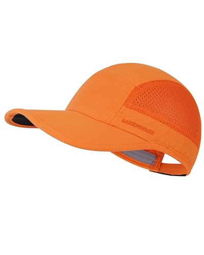 GADIEMKENSD Mens Folding Outdoor Hat Long Brim UPF 50+ Sun Protection - color: Folding Orange
