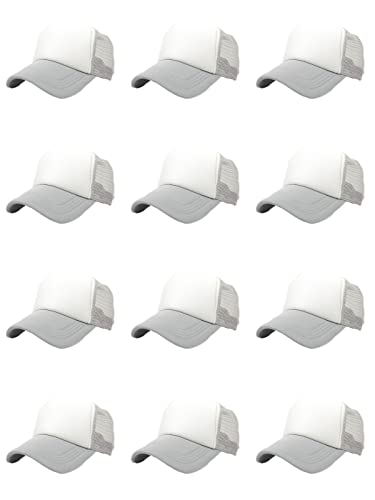 12 Pack Sublimation Hats for Men Blank Trucker Hats Bulk Snapback Mesh Women Baseball Caps DIY Custom 18 Colors - color: Pale
