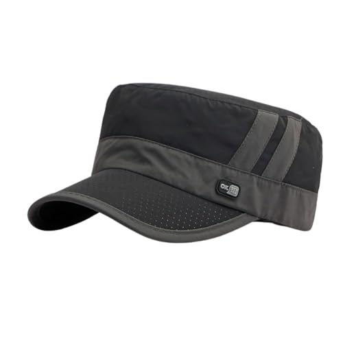 FASHIXD Mesh Military Hat for Men Summer Army Cap Quick Qry Short Bill Hat Cadet Caps - color: Black