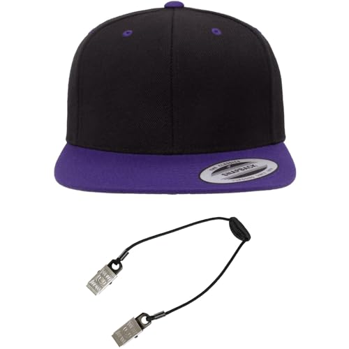 Yupoong Classics 6089 Wool-Blended Snapback Cap Bundle w/Cap Catcher - color: Black/Purple