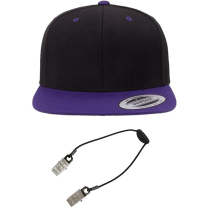 Yupoong Classics 6089 Wool-Blended Snapback Cap Bundle w/Cap Catcher - color: Black/Purple