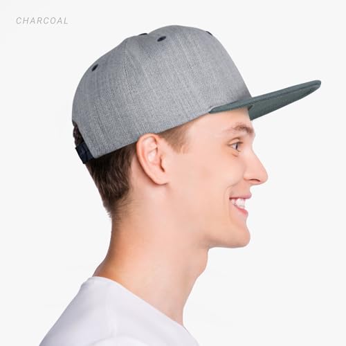CHOK.LIDS Classic Snapback Flat Bill Hat Blank Adjustable Baseball Cap - color: Heather Grey/Light Grey