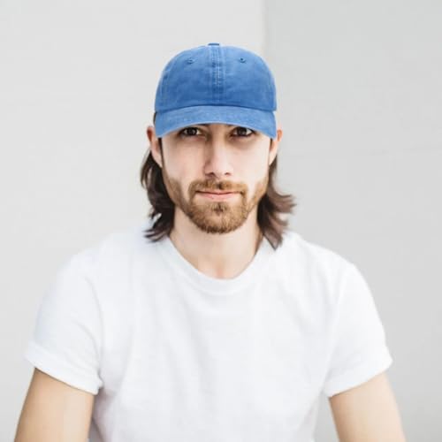 Edoneery Baseball Cap for Men and Women, Low Profile Washed Cotton Dad Hat - color: Light Blue