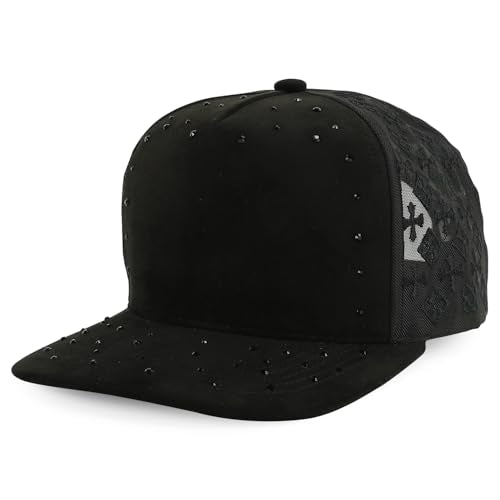 Trendy Apparel Shop 5 Panel Structured Soft Suede Snapback Ball Cap - color: Black 2
