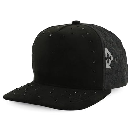 Trendy Apparel Shop 5 Panel Structured Soft Suede Snapback Ball Cap - color: Black 2