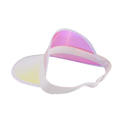 Giovacker Womens Mens PVC Clear Colorful Sun Visor Hats - color: Pink With White Border