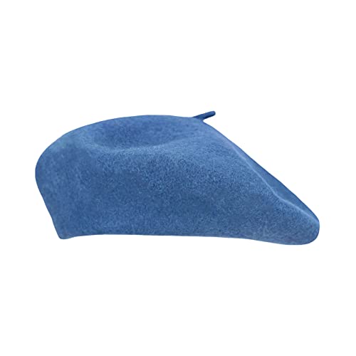 Gllutt Women Wool Beret Hat French Style Solid Color - color: Egyptian Blue