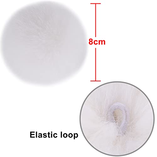 BQTQ 26 Pcs Faux Fur Pom Poms DIY Hat Pompoms with Elastic Loop (White) - color: Pure white