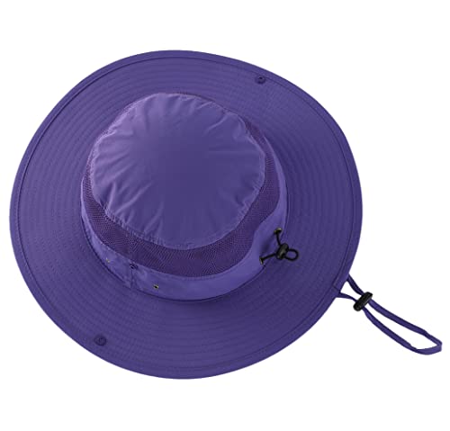 Connectyle UPF 50+ Wide Brim Sun Hat for Men Breathable Cowboy Boonie Hats Outdoor Bucket Hat for Fishing Hiking Safari - color: Purple