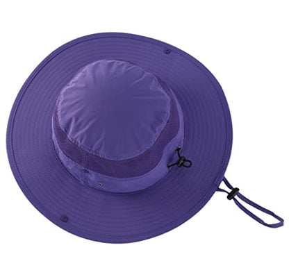 Connectyle UPF 50+ Wide Brim Sun Hat for Men Breathable Cowboy Boonie Hats Outdoor Bucket Hat for Fishing Hiking Safari - color: Purple