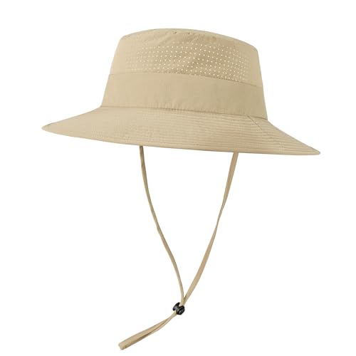 VOBOOM Unisex Wide Brim UV Protection Fishing Sun Hat - color: Khaki
