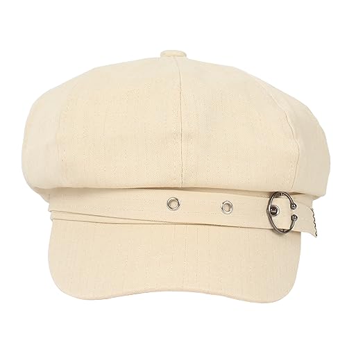 Women Cotton Blend Newsboy Cap Cabbie Paperboy Painter Visor Hat - color: Beige