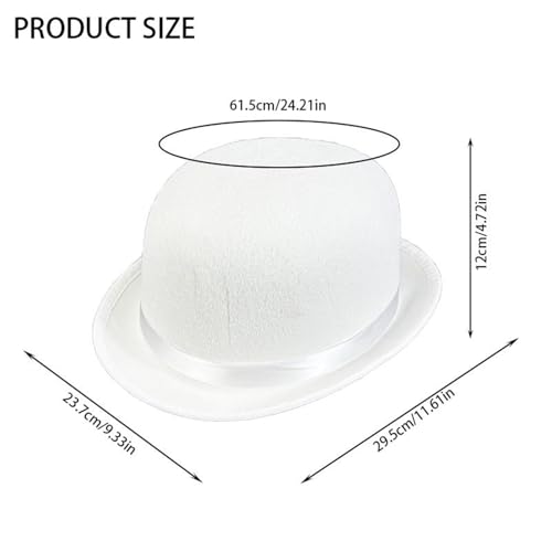 Men Women Cloche Hats with Round Hat Top Turned Brim Bowler Cap Holiday Party Accessories - color: White