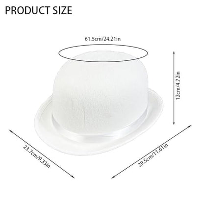 Men Women Cloche Hats with Round Hat Top Turned Brim Bowler Cap Holiday Party Accessories - color: White