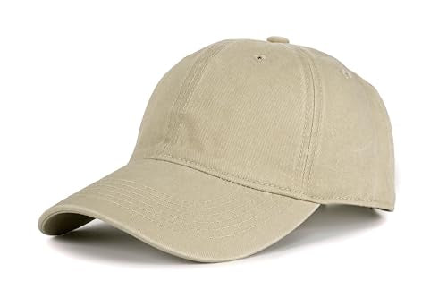 Edoneery Baseball Cap for Men and Women, Low Profile Washed Cotton Dad Hat - color: Beige